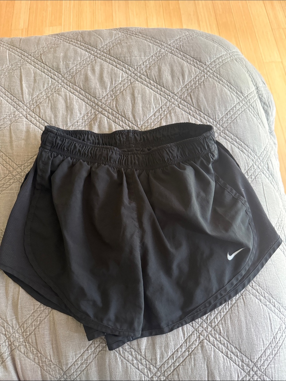 Nike Women's Black Athletic Running Shorts with White Swoosh